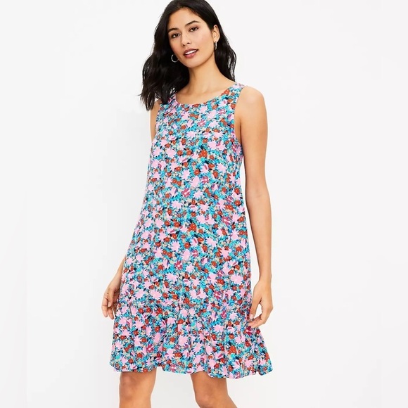 LOFT Dresses & Skirts - LOFT Daisy Tie Back Flounce Mini Dress Size SP